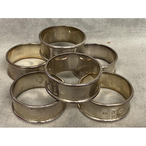 77 - A set of 6 sterling silver napkin rings by Derby College of Arts, London, 1977, approx 320g