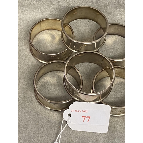 77 - A set of 6 sterling silver napkin rings by Derby College of Arts, London, 1977, approx 320g