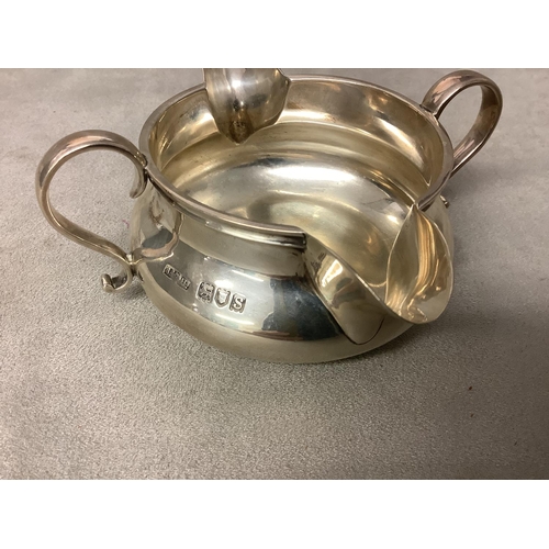 93 - Sterling silver double spouted sauceboat by Aspreys and CO London, 1913, 137g