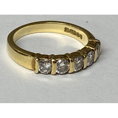 118 - An 18ct gold five stone diamond ring size I, 3.33g