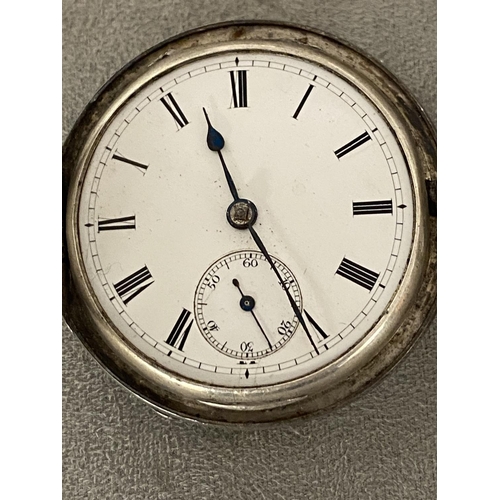 63 - Sterling silver full Hunter key wind pocket watch