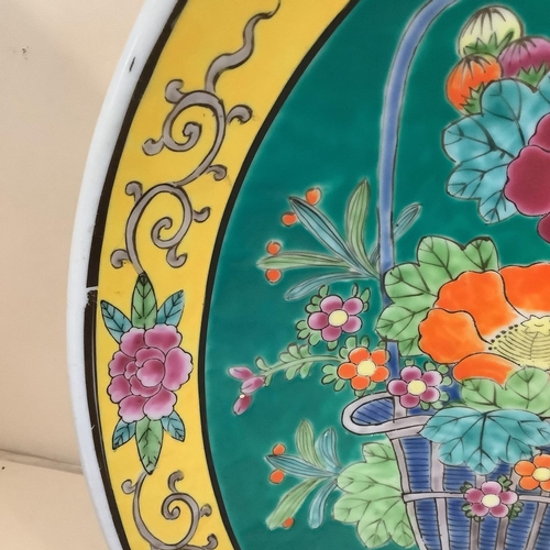 342 - Late C18th/early C19th Japanese enamelled porcelain charger, 46cm diameter