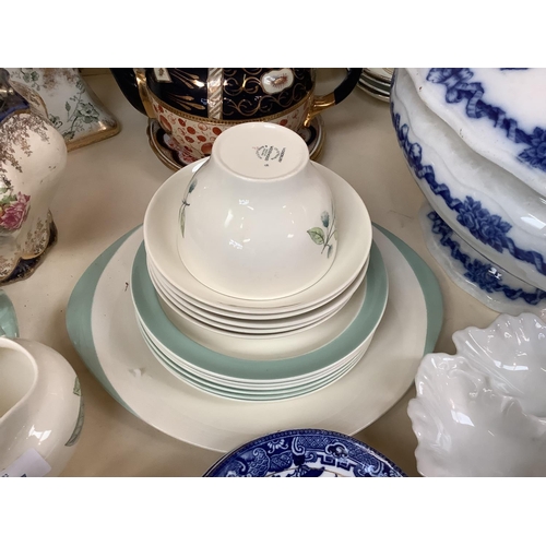 343 - Wedgwood Woodbury tea set; blue and white, ironstone ware etc, Royal Doulton, condition with much we... 