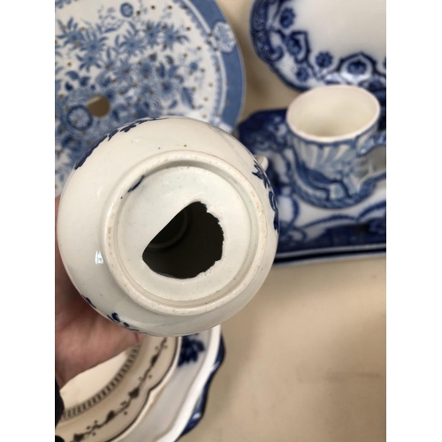 345 - Rosenthal blue and white china, and a quantity of other blue and white china, and drainers and platt... 