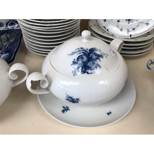 345 - Rosenthal blue and white china, and a quantity of other blue and white china, and drainers and platt... 