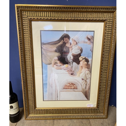 450 - Print of a classical scene of 4 ladies in a gilt glazed frame, 47 x 32cm