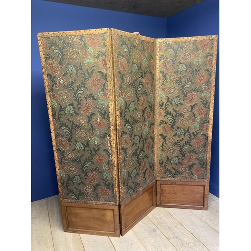 611 - A late C19th decorative, wooden and  embossed & painted leather, 3 fold screen, condition - much wea... 