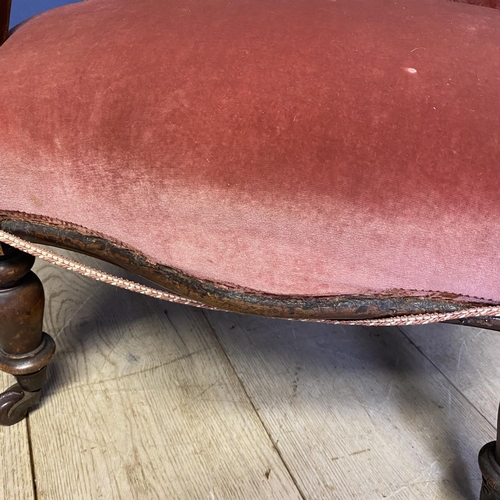 609 - Victorian red upholstered balloon back chair