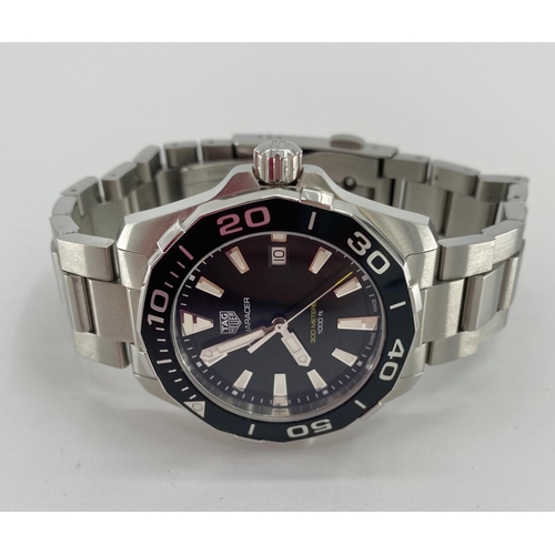 116 - Gents automatic Aquaracer wrist watch 42mm stainless steel case, black face with white batton marker... 