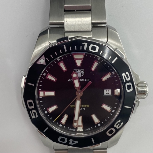 116 - Gents automatic Aquaracer wrist watch 42mm stainless steel case, black face with white batton marker... 