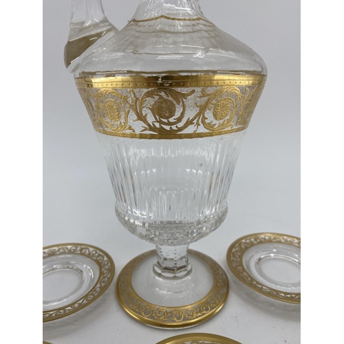 163 - Collection of St Louis France, C20th glassware to include 9 gilded tumblers, with 6 gilded covers, a... 