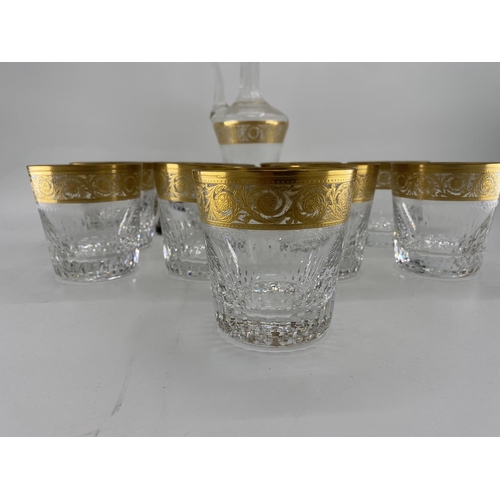 163 - Collection of St Louis France, C20th glassware to include 9 gilded tumblers, with 6 gilded covers, a... 