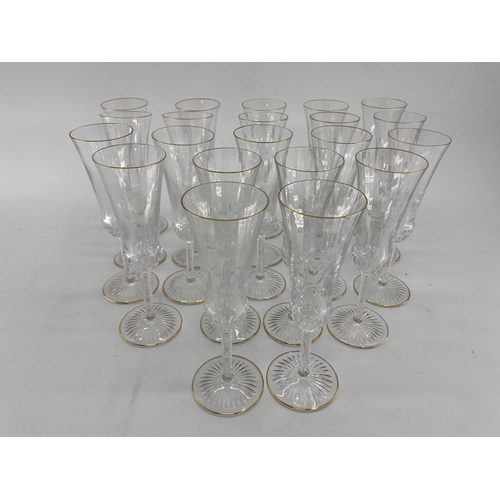 165 - Large collection of good C20th French glass by St Louis to include Champagne (21), White wine (16) ,... 