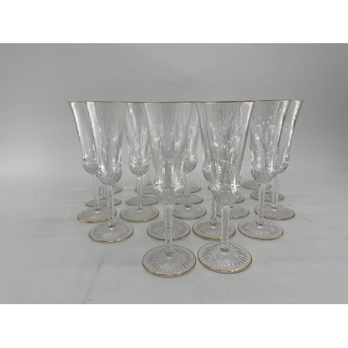 165 - Large collection of good C20th French glass by St Louis to include Champagne (21), White wine (16) ,... 