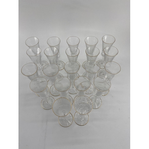 165 - Large collection of good C20th French glass by St Louis to include Champagne (21), White wine (16) ,... 