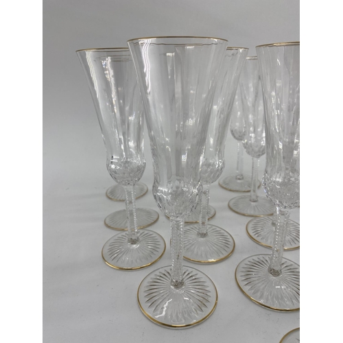 165 - Large collection of good C20th French glass by St Louis to include Champagne (21), White wine (16) ,... 