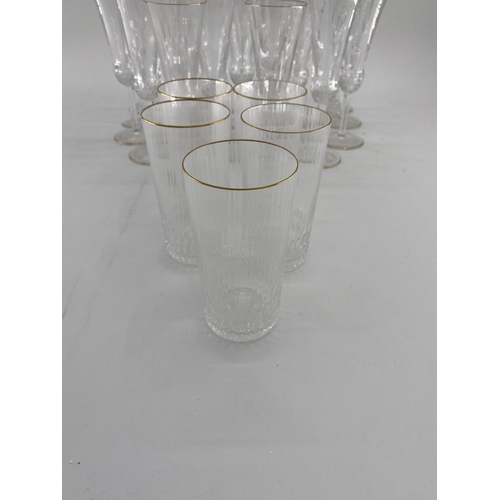 165 - Large collection of good C20th French glass by St Louis to include Champagne (21), White wine (16) ,... 