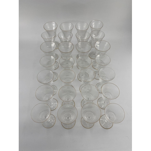 165 - Large collection of good C20th French glass by St Louis to include Champagne (21), White wine (16) ,... 