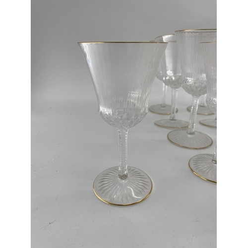 165 - Large collection of good C20th French glass by St Louis to include Champagne (21), White wine (16) ,... 