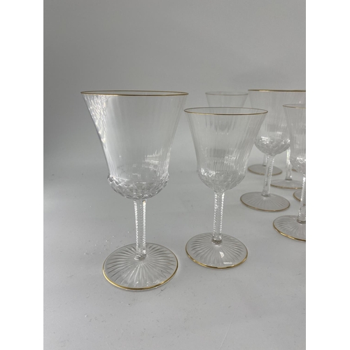 165 - Large collection of good C20th French glass by St Louis to include Champagne (21), White wine (16) ,... 