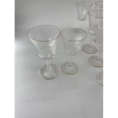 165 - Large collection of good C20th French glass by St Louis to include Champagne (21), White wine (16) ,... 