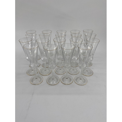 165 - Large collection of good C20th French glass by St Louis to include Champagne (21), White wine (16) ,... 