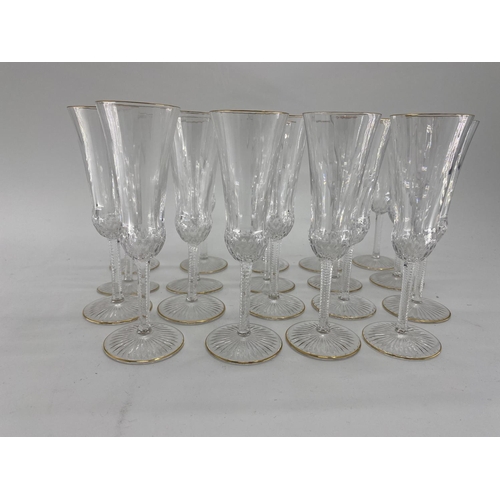 165 - Large collection of good C20th French glass by St Louis to include Champagne (21), White wine (16) ,... 