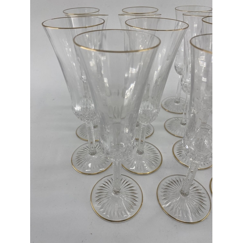 165 - Large collection of good C20th French glass by St Louis to include Champagne (21), White wine (16) ,... 