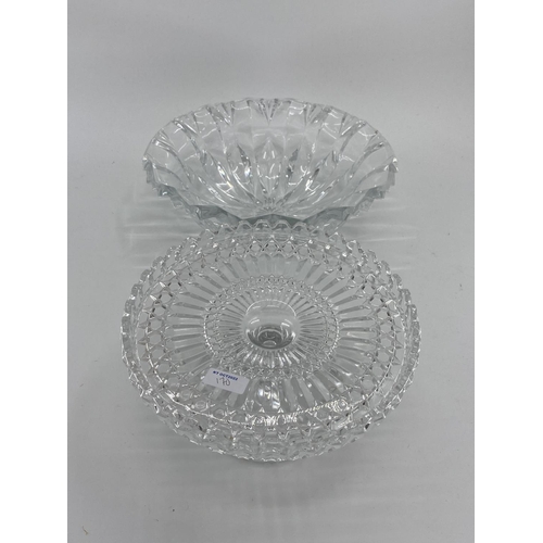 170 - Collection o f C20th pressed glass items to include large decorative table bowls, gilded serving dis... 