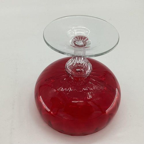 179 - Middle Eastern style  frosted art glass  with Arabic calligraphy decoration , and a cranberry glass ... 