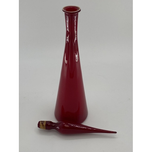 184 - Ruby glass C20th Pharmacy display bottle, 65cmH