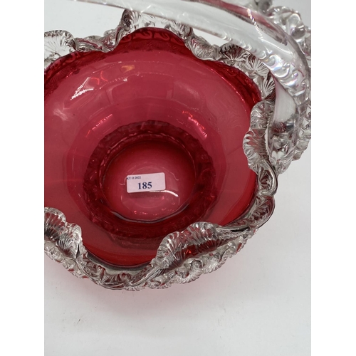 185 - A collection of late C19th/early C20th cranberry glass to include serving baskets