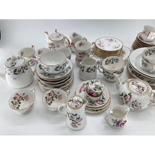 225 - Paragon Victoria Rose tea service, Crown Staffordshire service and T Goode & Co Ltd, Hammersley Bone... 