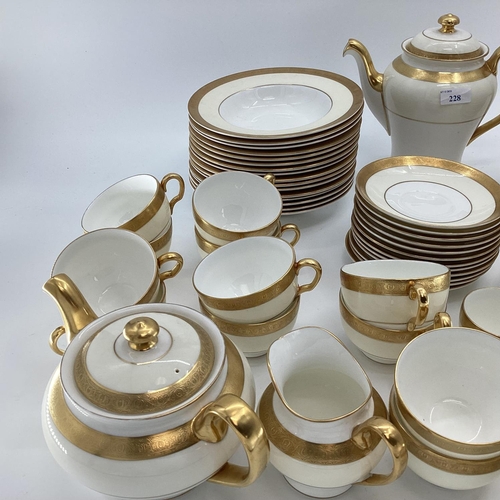 228 - A very good part set of Minton Buckingham Fine bone china including 12 tea cups, 11 coffee cups, bow... 