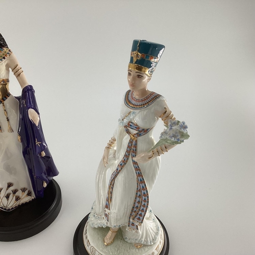 248 - Two Coalport limited edition figures, Cleopatra and Queen Hatshepsut, and a Wedgwood Statue of Nefer... 