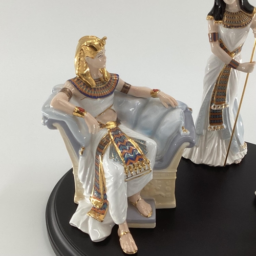 250 - Royal Worcester figural group, The Court of Tutankhamun by John Bromley, numbered 490/500 on an oval... 