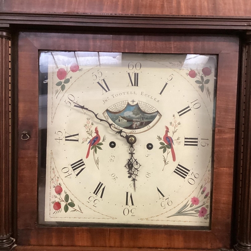 315 - A C19th mahogany Longcase clock, white painted face by Jon Tootell Eccles, 21cm H