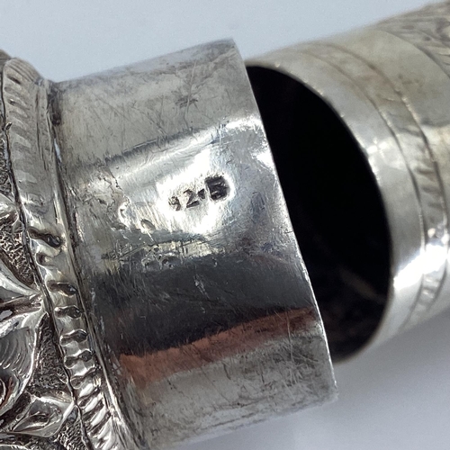 36 - Silver Middle Eastern style Prayer Scroll with chased decoration stamped 925, 24cm approx 190g