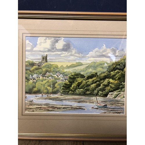 410 - Richard Woodgate, C20th English School, watercolour harbour scene on paper in gilt glazed frame 25 x... 