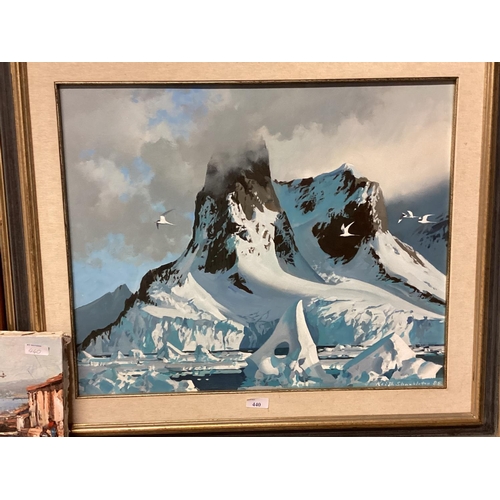 440 - David Shackleton(British), Acrylic on canvas of an Arctic scene 48 x 59cm in gilt and ebonised frame... 