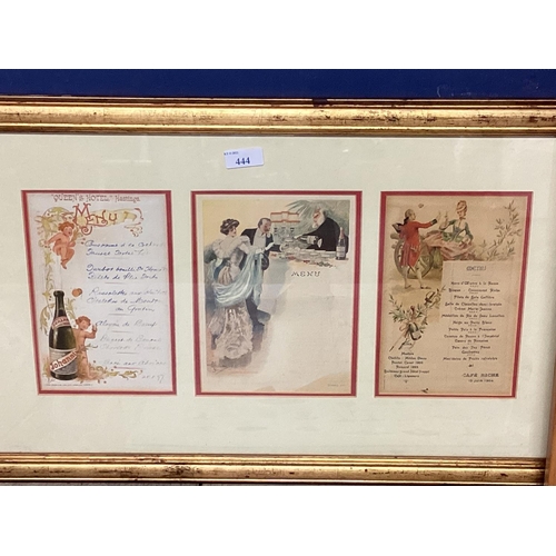 444 - A quantity of framed and glazed and other menus and memorabilia from La Gavroche and The Late Roux B... 