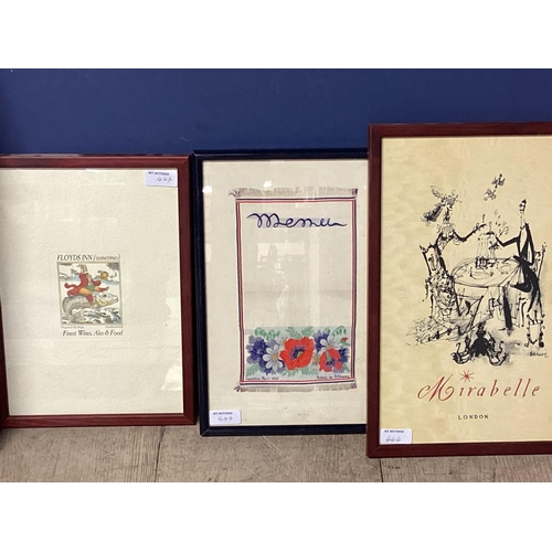 444 - A quantity of framed and glazed and other menus and memorabilia from La Gavroche and The Late Roux B... 