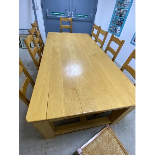 479 - A good bespoke made, light blond ASH dining table (NOT CHAIRS - THE CHAIRS ARE LOT 499) 121cm x 244c... 