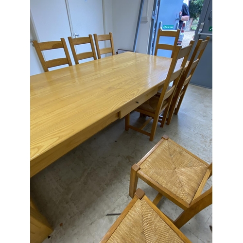 479 - A good bespoke made, light blond ASH dining table (NOT CHAIRS - THE CHAIRS ARE LOT 499) 121cm x 244c... 