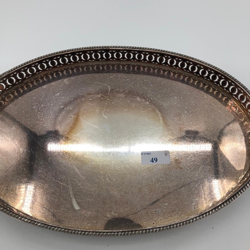 49 - A Sterling Silver toast rack with a mixed selection of Sterling cutlery an  oval plated galleried tr... 