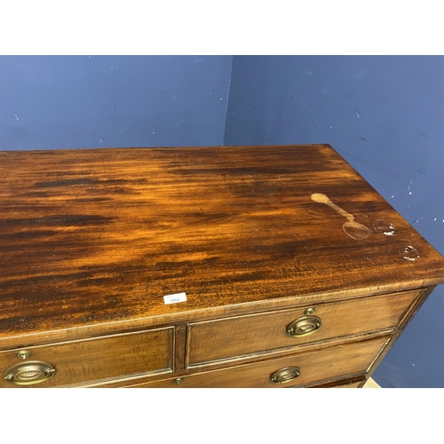 504 - Victorian mahogany chest of 2 short over 3 long graduated drawers, on a plinth base, 111cm W x 56 d ... 