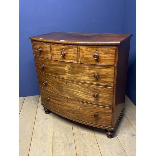 515 - Victorian mahogany chest of drawers with 3 small drawers above three long drawers