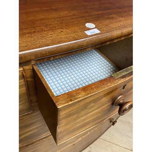 515 - Victorian mahogany chest of drawers with 3 small drawers above three long drawers