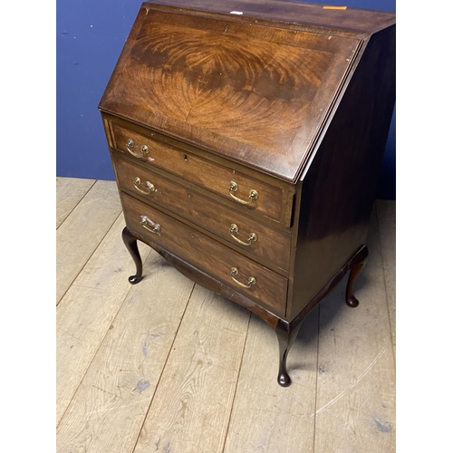 516 - A quantity of brown furniture to include a small repro bureau, a square occasional table, needlepoin... 