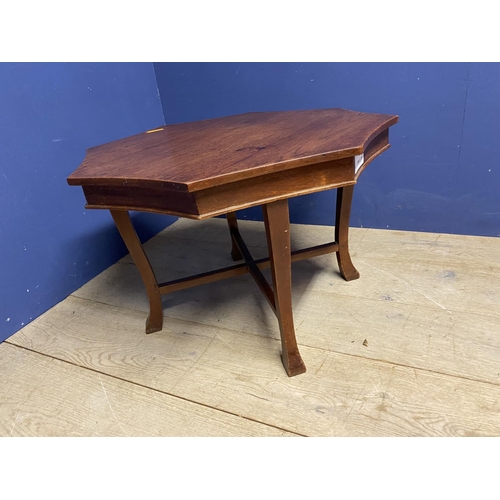 516 - A quantity of brown furniture to include a small repro bureau, a square occasional table, needlepoin... 